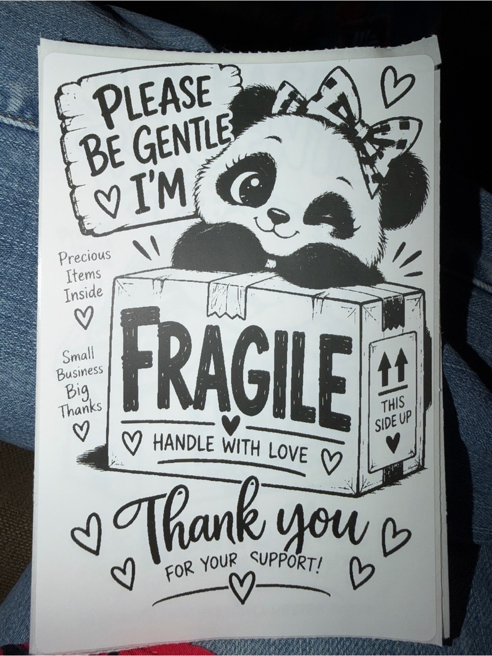 Fragile Panda Sticker 50 count 4x6